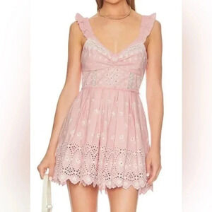 NWT LoveShackFancy Mochi Bubble Bath Pink Sleeveless Mini Dress Size 6